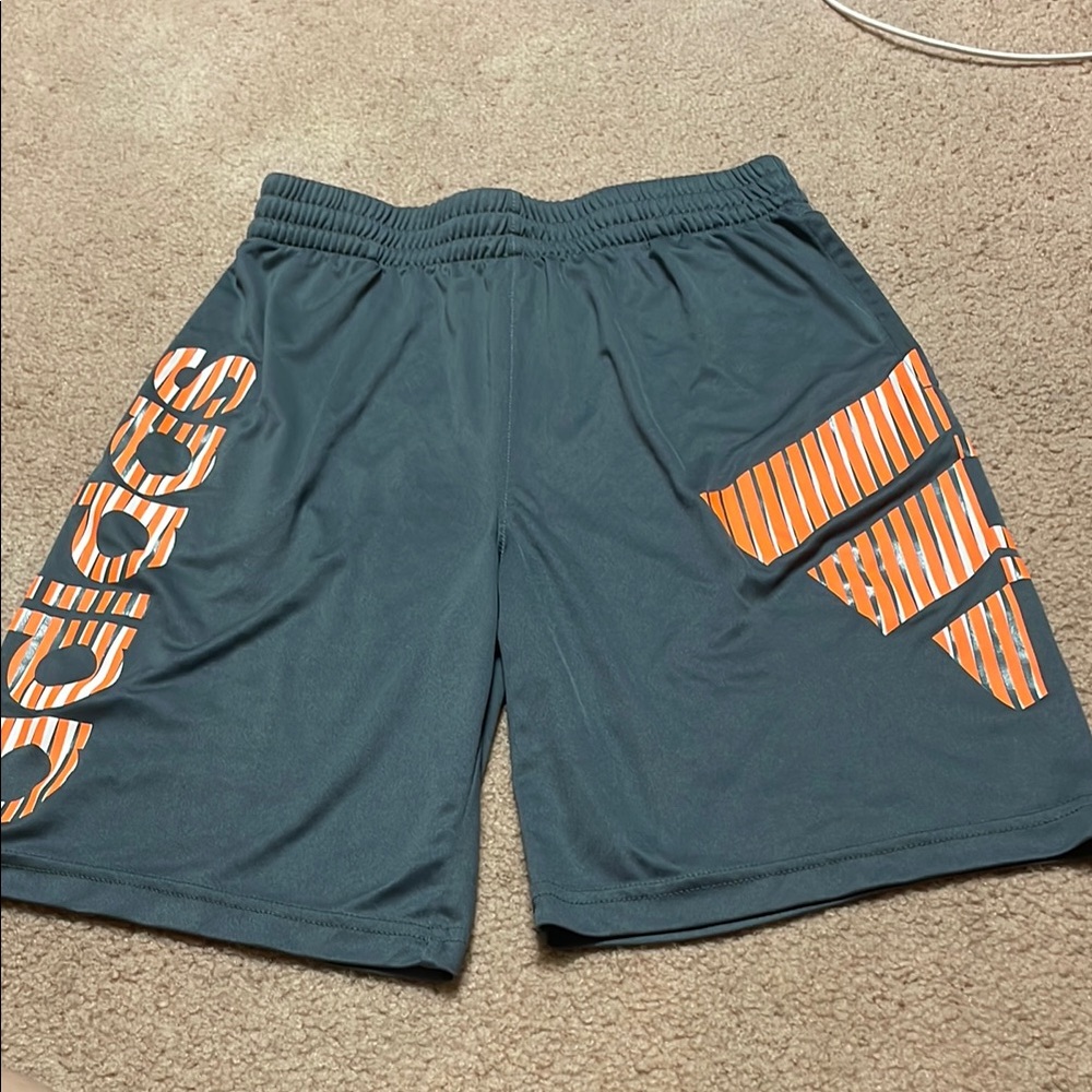 Adidas boys Athletic Shorts in Gray and Orange(size: L/G 14/16)